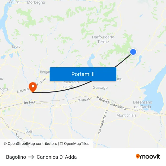 Bagolino to Canonica D' Adda map