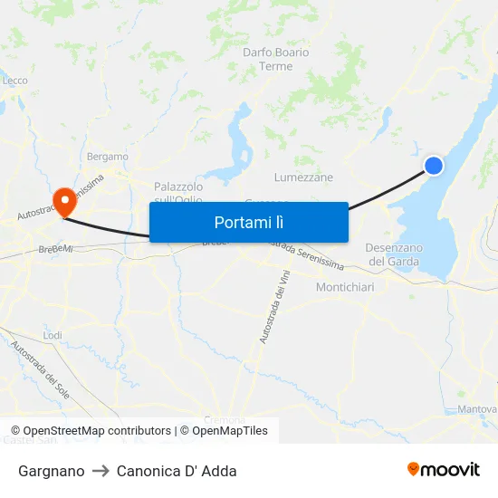 Gargnano to Canonica D' Adda map