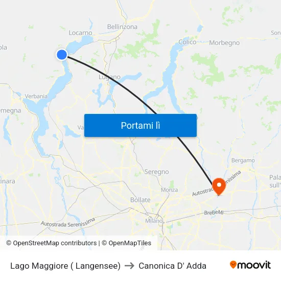 Lago Maggiore ( Langensee) to Canonica D' Adda map
