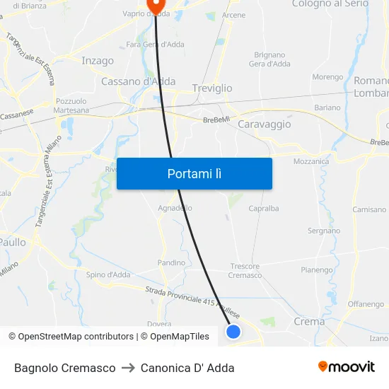 Bagnolo Cremasco to Canonica D' Adda map
