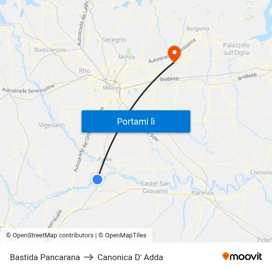 Bastida Pancarana to Canonica D' Adda map