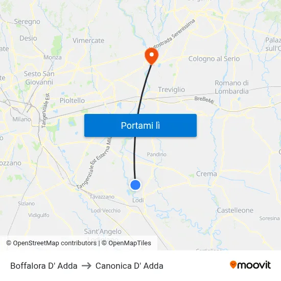 Boffalora D' Adda to Canonica D' Adda map