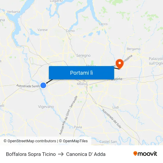 Boffalora Sopra Ticino to Canonica D' Adda map