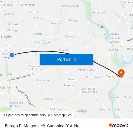 Burago Di Molgora to Canonica D' Adda map