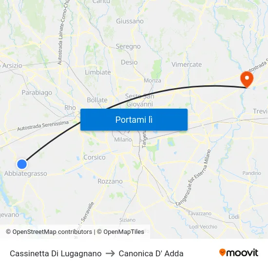Cassinetta Di Lugagnano to Canonica D' Adda map