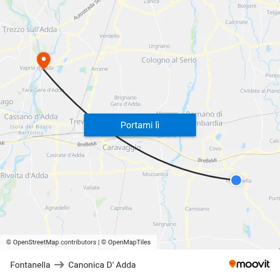 Fontanella to Canonica D' Adda map
