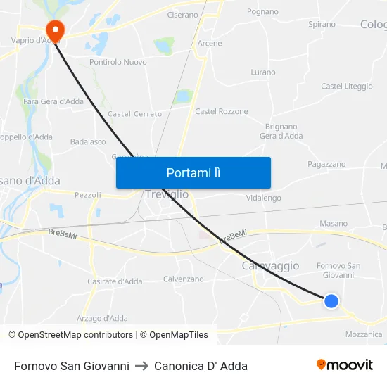 Fornovo San Giovanni to Canonica D' Adda map