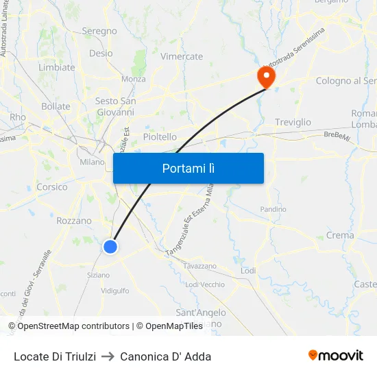 Locate Di Triulzi to Canonica D' Adda map