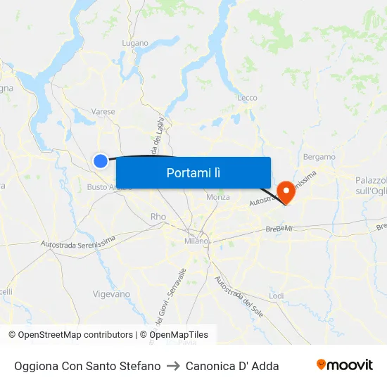 Oggiona Con Santo Stefano to Canonica D' Adda map