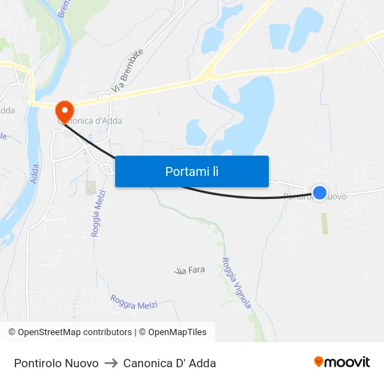Pontirolo Nuovo to Canonica D' Adda map