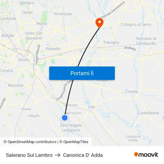 Salerano Sul Lambro to Canonica D' Adda map