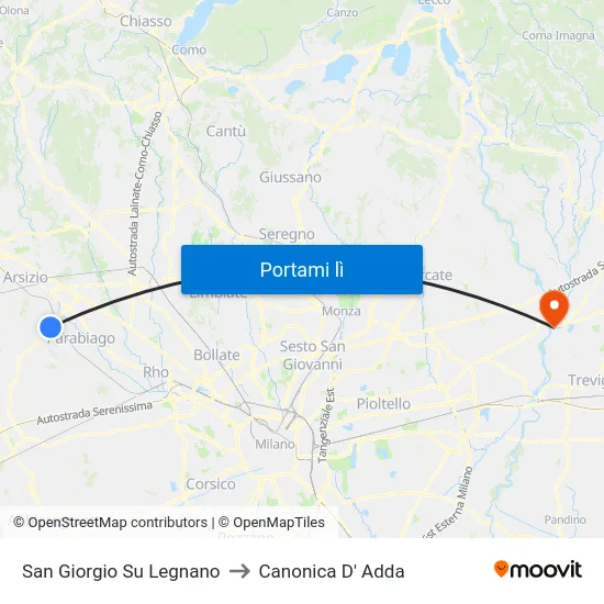 San Giorgio Su Legnano to Canonica D' Adda map