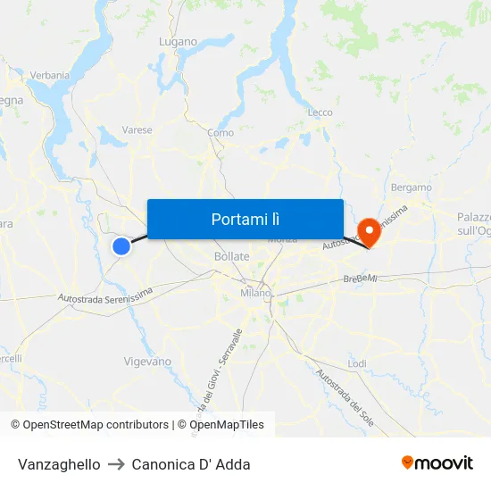 Vanzaghello to Canonica D' Adda map