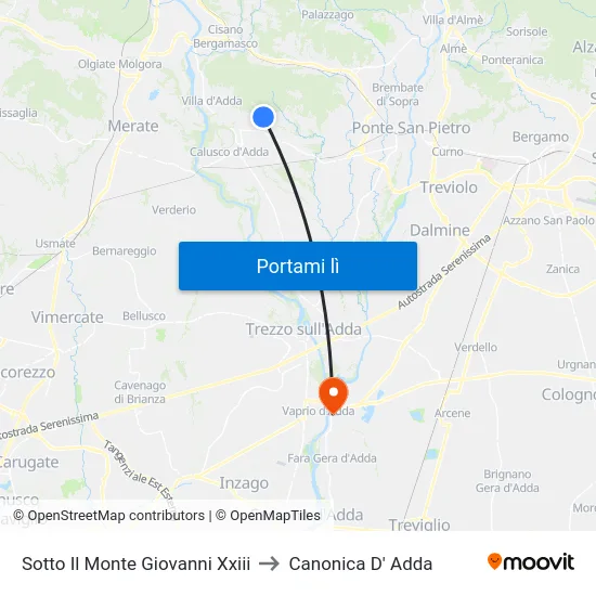 Sotto Il Monte Giovanni Xxiii to Canonica D' Adda map