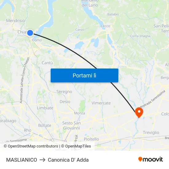 MASLIANICO to Canonica D' Adda map