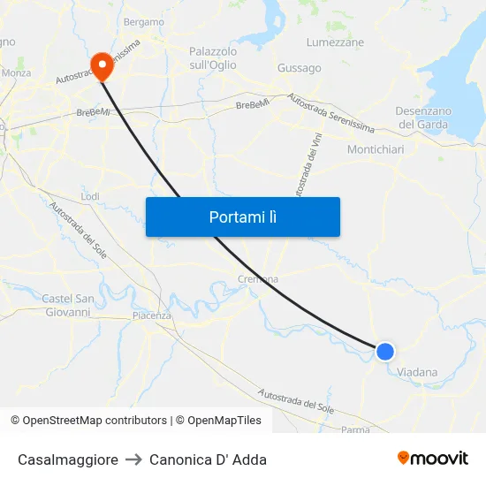 Casalmaggiore to Canonica D' Adda map