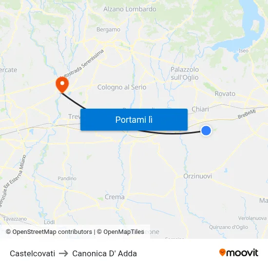 Castelcovati to Canonica D' Adda map