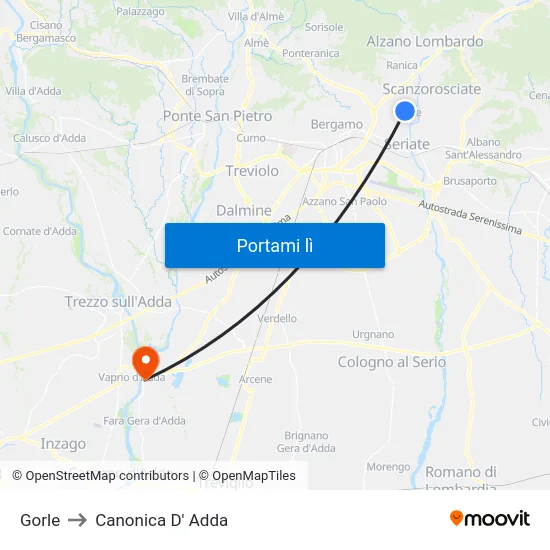 Gorle to Canonica D' Adda map