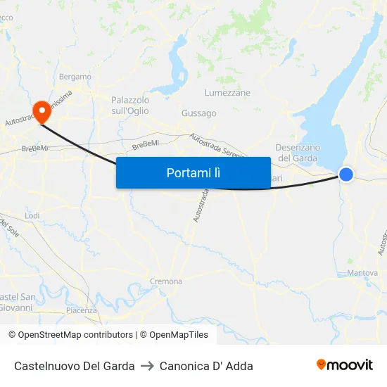 Castelnuovo Del Garda to Canonica D' Adda map