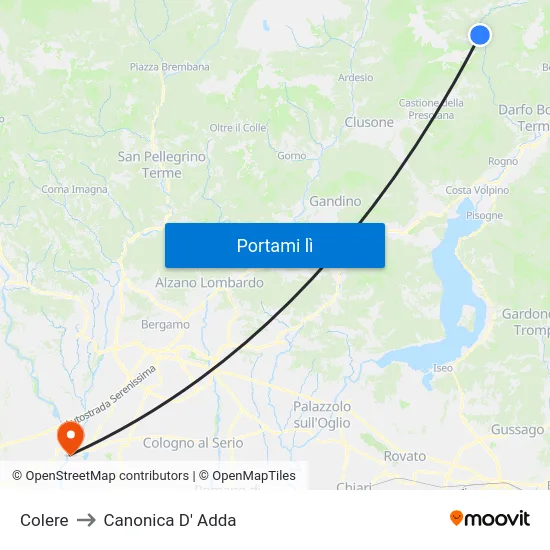 Colere to Canonica D' Adda map