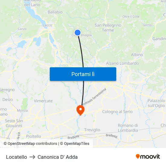 Locatello to Canonica D' Adda map