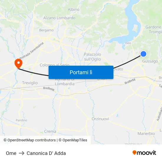 Ome to Canonica D' Adda map