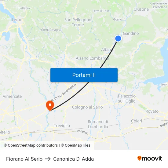 Fiorano Al Serio to Canonica D' Adda map