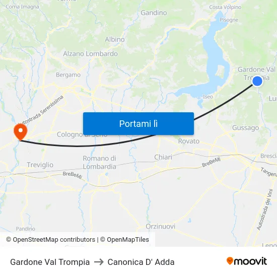 Gardone Val Trompia to Canonica D' Adda map