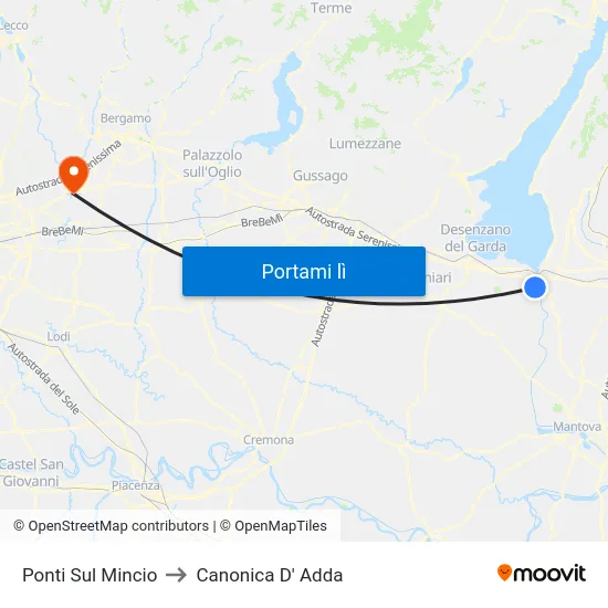 Ponti Sul Mincio to Canonica D' Adda map
