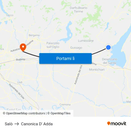Salò to Canonica D' Adda map