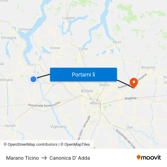 Marano Ticino to Canonica D' Adda map