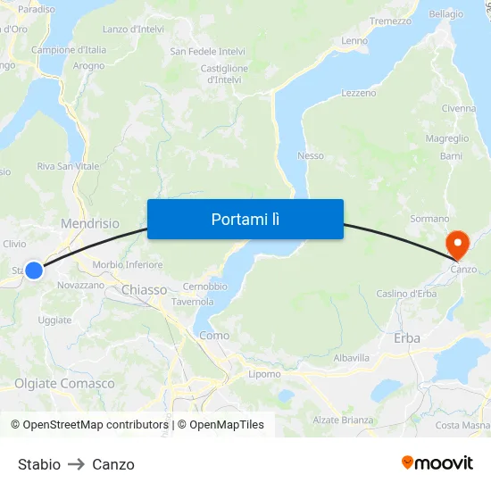 Stabio to Canzo map
