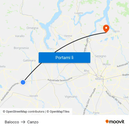Balocco to Canzo map