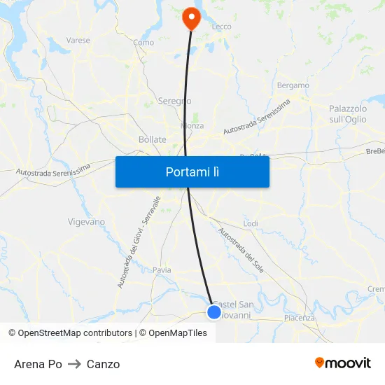 Arena Po to Canzo map