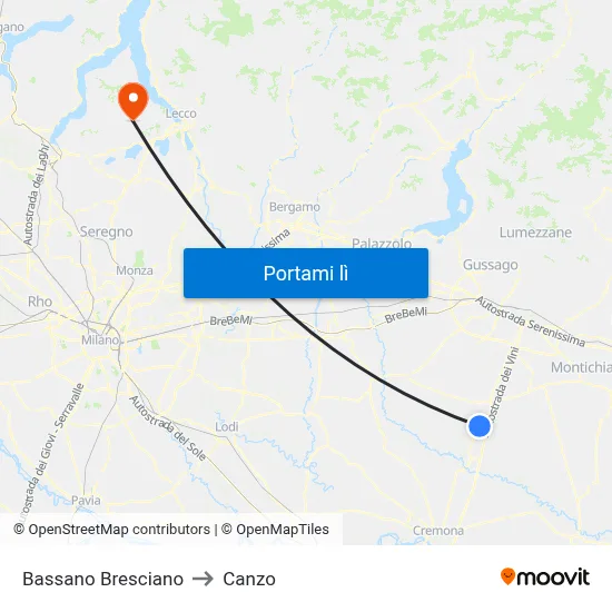 Bassano Bresciano to Canzo map