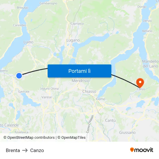 Brenta to Canzo map