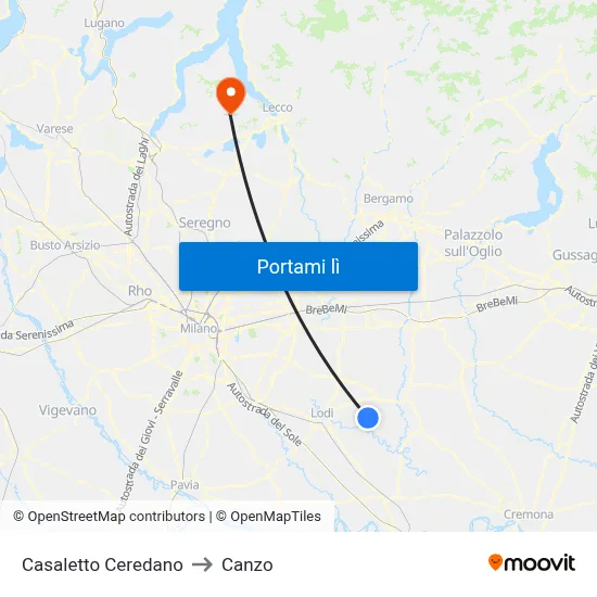 Casaletto Ceredano to Canzo map