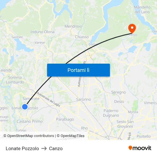 Lonate Pozzolo to Canzo map