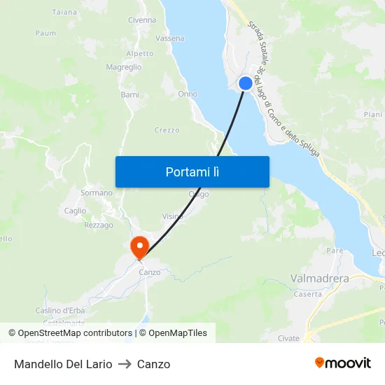 Mandello Del Lario to Canzo map