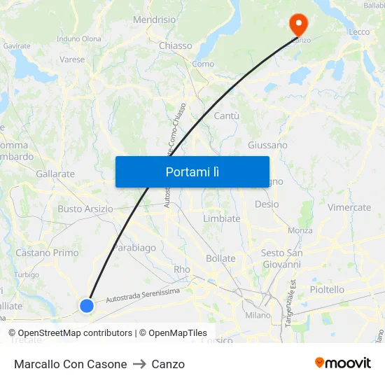 Marcallo Con Casone to Canzo map