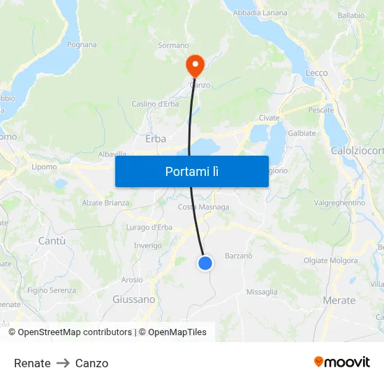 Renate to Canzo map