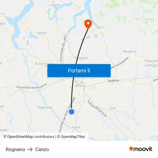 Rognano to Canzo map