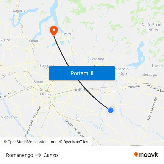 Romanengo to Canzo map