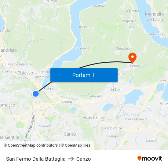 San Fermo Della Battaglia to Canzo map
