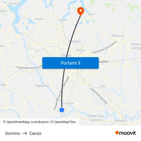 Sommo to Canzo map