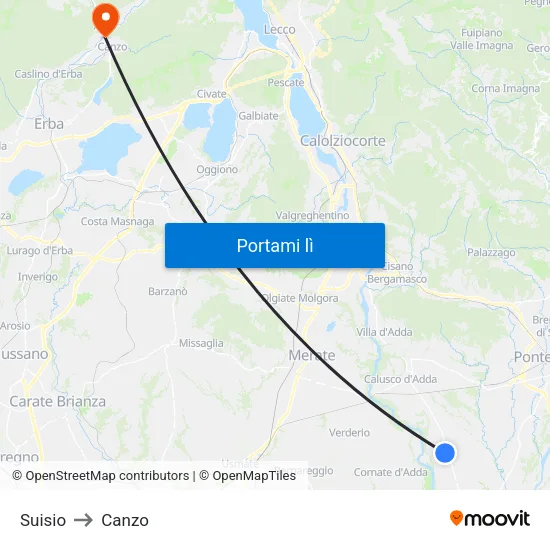 Suisio to Canzo map