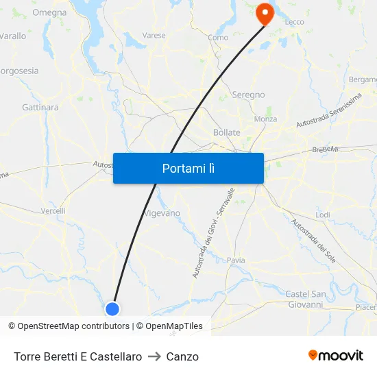 Torre Beretti E Castellaro to Canzo map