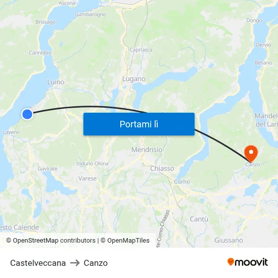 Castelveccana to Canzo map