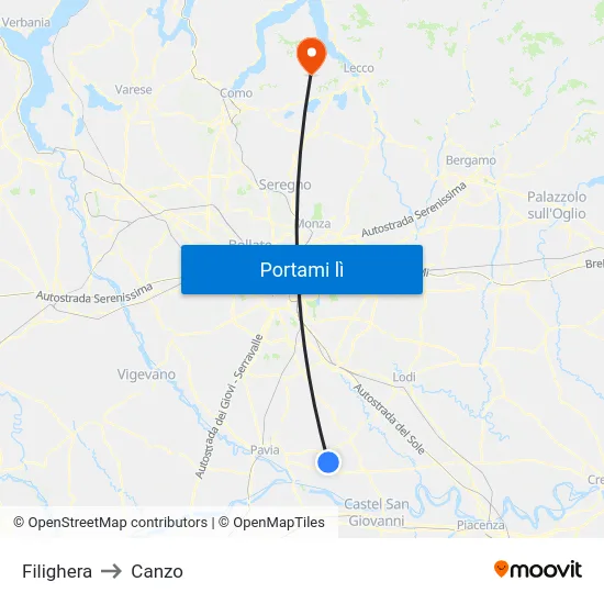 Filighera to Canzo map