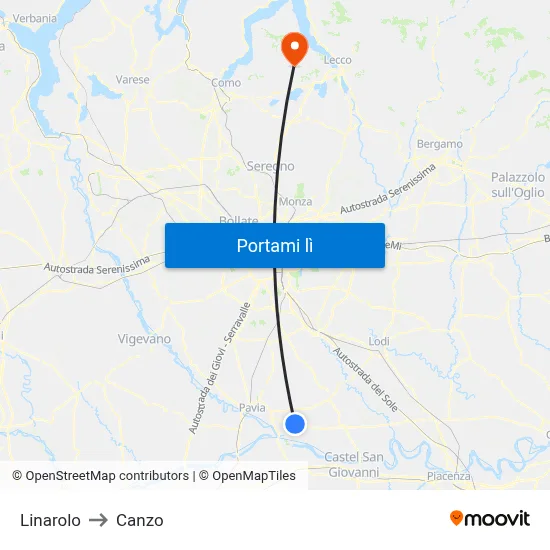 Linarolo to Canzo map
